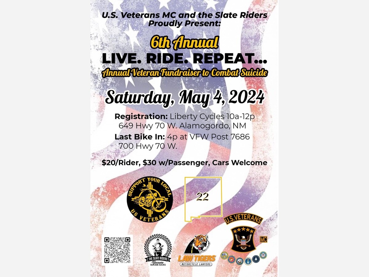 US Veterans Motorcycle Club & Slate Riders: Live Ride Repeat Fundraiser to Combat Suicide 5-4-24