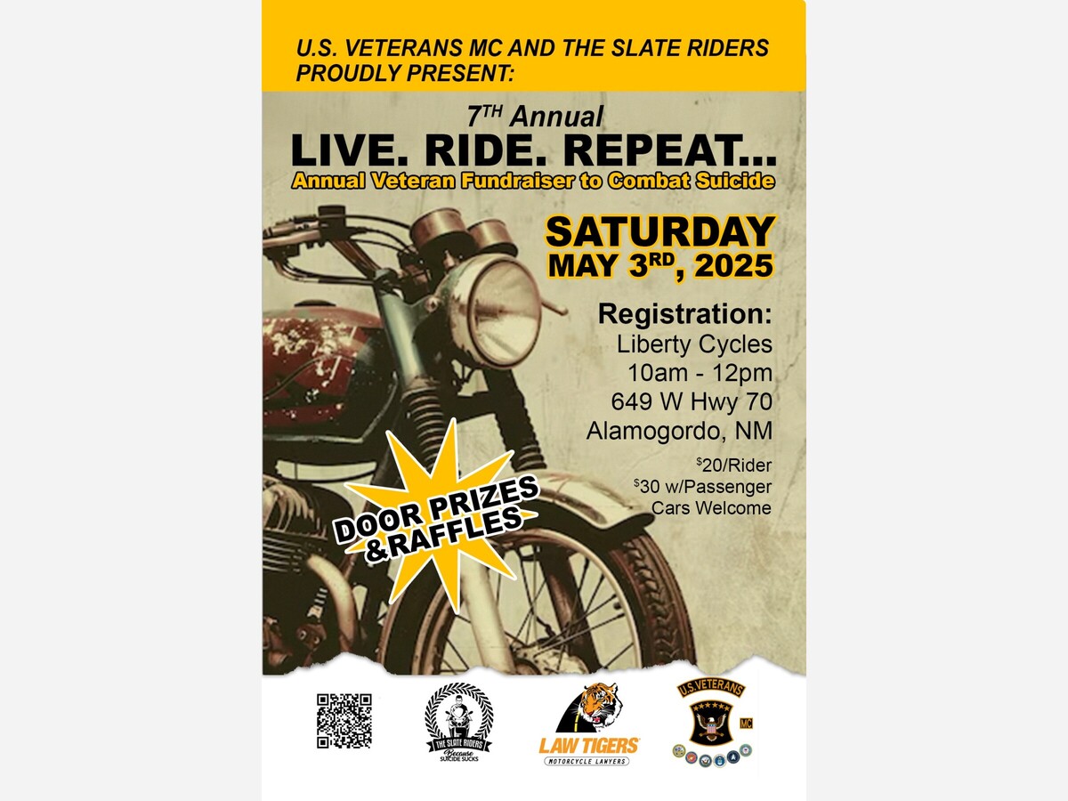 US Veterans Motorcycle Club & Slate Riders: Live Ride Repeat Fundraiser to Combat Suicide, May 3, 2025