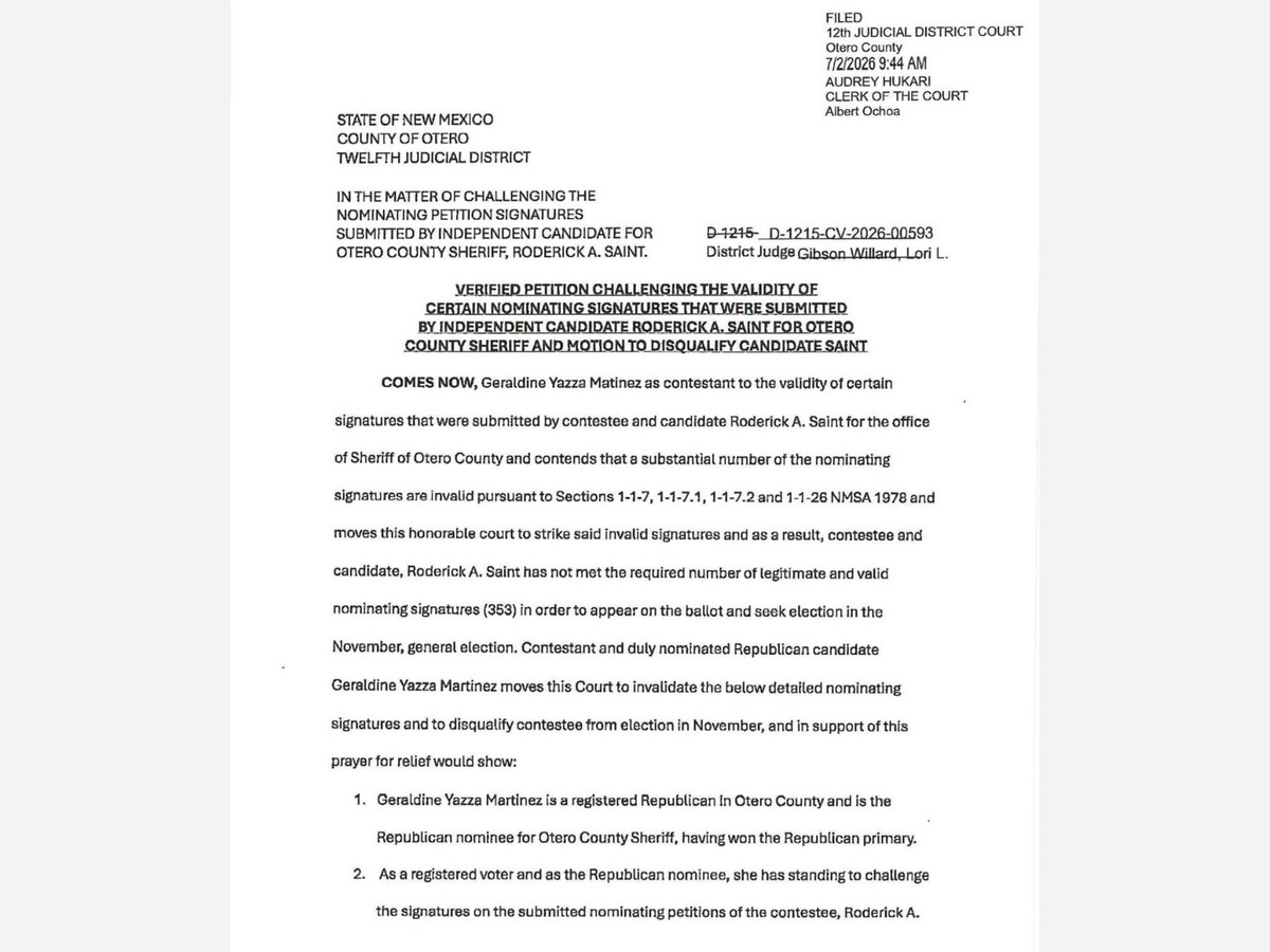 Signature Challenge Filed Against Independent Sheriff Candidate Saint Amid Absence From County