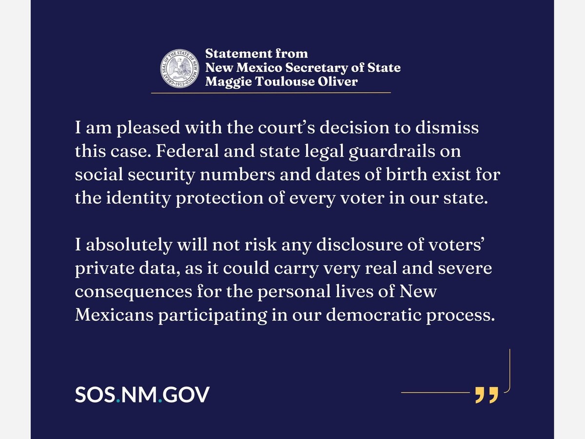 Federal Judge Dismisses DOJ Lawsuit Seeking New Mexicans’ Private Voter Data