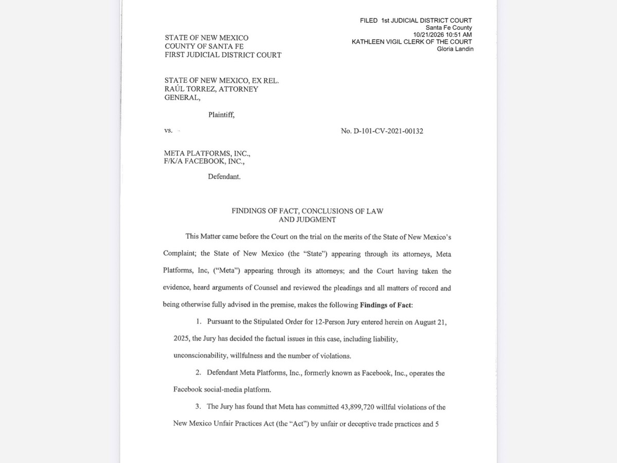 Judge Orders Meta to Pay $25 Billion in New Mexico Deception Case