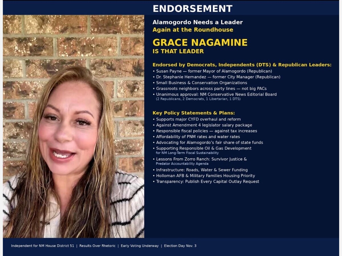 Endorsement: Alamogordo Needs a Leader Again at the Roundhouse, Grace Nagamine Is That Leader