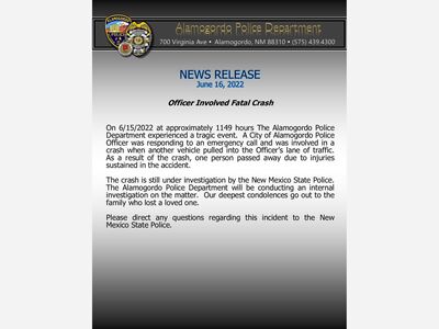 Officer Involved Fatal Crash June 15, 2022