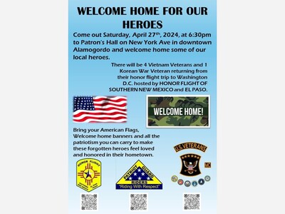 Save the Date: A Hero's Welcome April 27th, 2024 Honor Flight Return of 5 Special Veterans to Alamogordo
