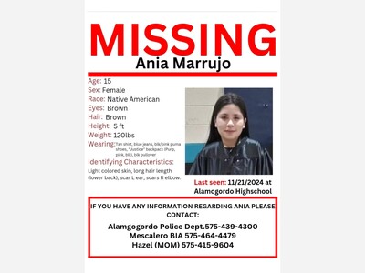 Authorities are Seeking Information on a Missing Mescalero Apache Teenage Girl Ania Marrujo