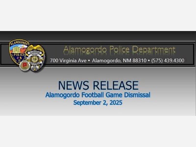 Alamogordo Police Department Issues a Statement Concerning Fridays APS Football Game