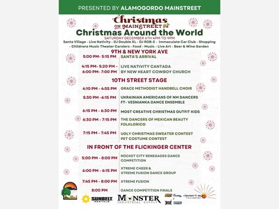 Alamogordo’s Christmas on MainStreet to Transform New York Avenue into Global Holiday Showcase Saturday 4 to 9 pm