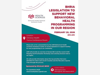 Community Workshop to Highlight New Funding Opportunities for Behavioral Health in Otero and Lincoln Counties