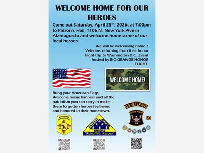 Save the Date April 25th -Welcome Home for Our Heroes: Alamogordo Honors Two Vietnam-Era Veterans on Their Return from Washington, D.C.