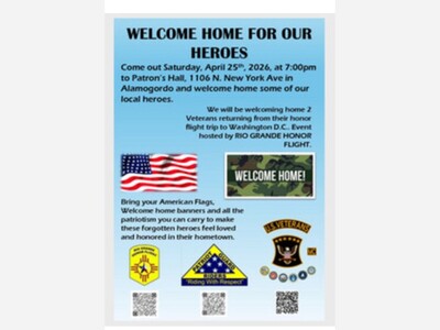 Alamogordo Prepares Hero’s Welcome for Two Vietnam-Era Veterans Returning from Honor Flight April 25th 7 pm 