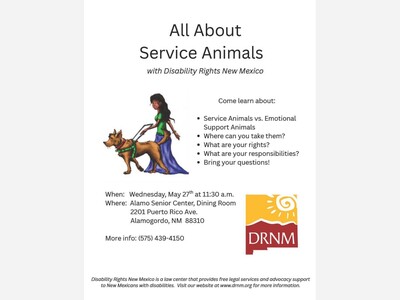 Upcoming Workshop Learn All About Service Animals at Alamo Senior Center