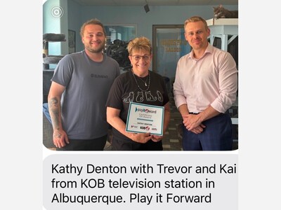 Kitty City NM’s Kathy Denton Surprised with KOB 4 “Pay It 4ward” Award