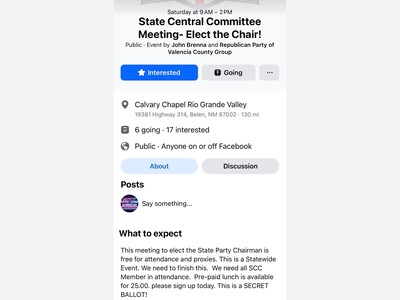 NM GOP State Central Committee to Convene in Belen on Saturday, June 27, for Chair Election Amid Ongoing Party Turmoil