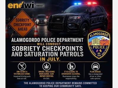 Alamogordo Police Department Announces DWI Enforcement Operations for July