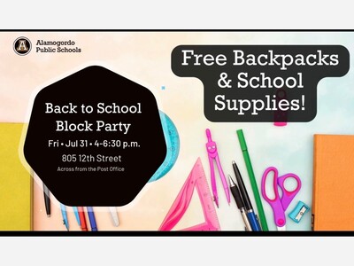 Alamogordo Public Schools Hosts Back-to-School Block Party with Free Supplies July 31st