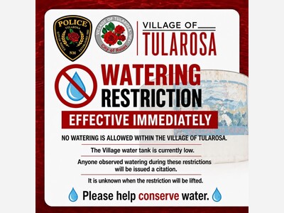 CRISIS: Tularosa Declares Emergency Water Shortage — Complete Watering Ban Enacted