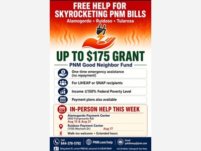 FREE HELP FOR SKYROCKETING PNM BILLS —  IN ALAMOGORDO & RUIDOSO