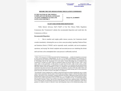 The Burden Shifts: PRC Staff Escalates Timberon Water District to Show-Cause Proceeding