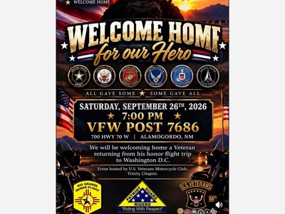 Save the Date: Alamogordo to Welcome Home Honor Flight Veteran September 26th at VFW Post 7686