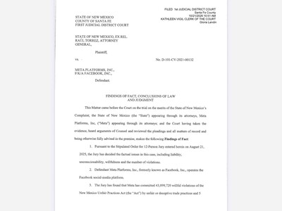 Judge Orders Meta to Pay $25 Billion in New Mexico Deception Case