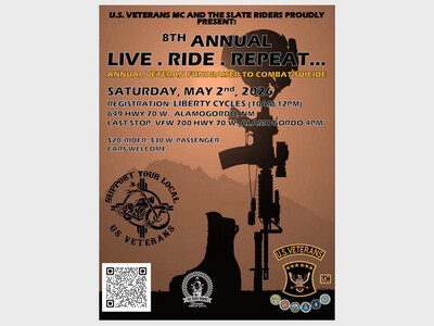 8th Annual “Live. Ride. Repeat.” Veteran Fundraiser Returns to Alamogordo on May 2, 2026