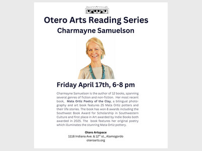 Otero Arts Reading Series: Award Winning Author Charmayne Samuelson at Otero Artspace on Friday, April 17, 6 PM