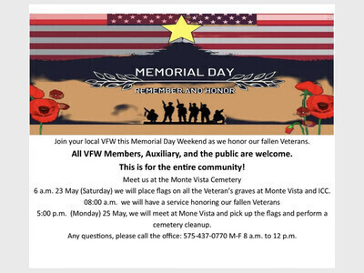 Flag Removal Mounte Vista Cemetery Memorial Day 5 pm